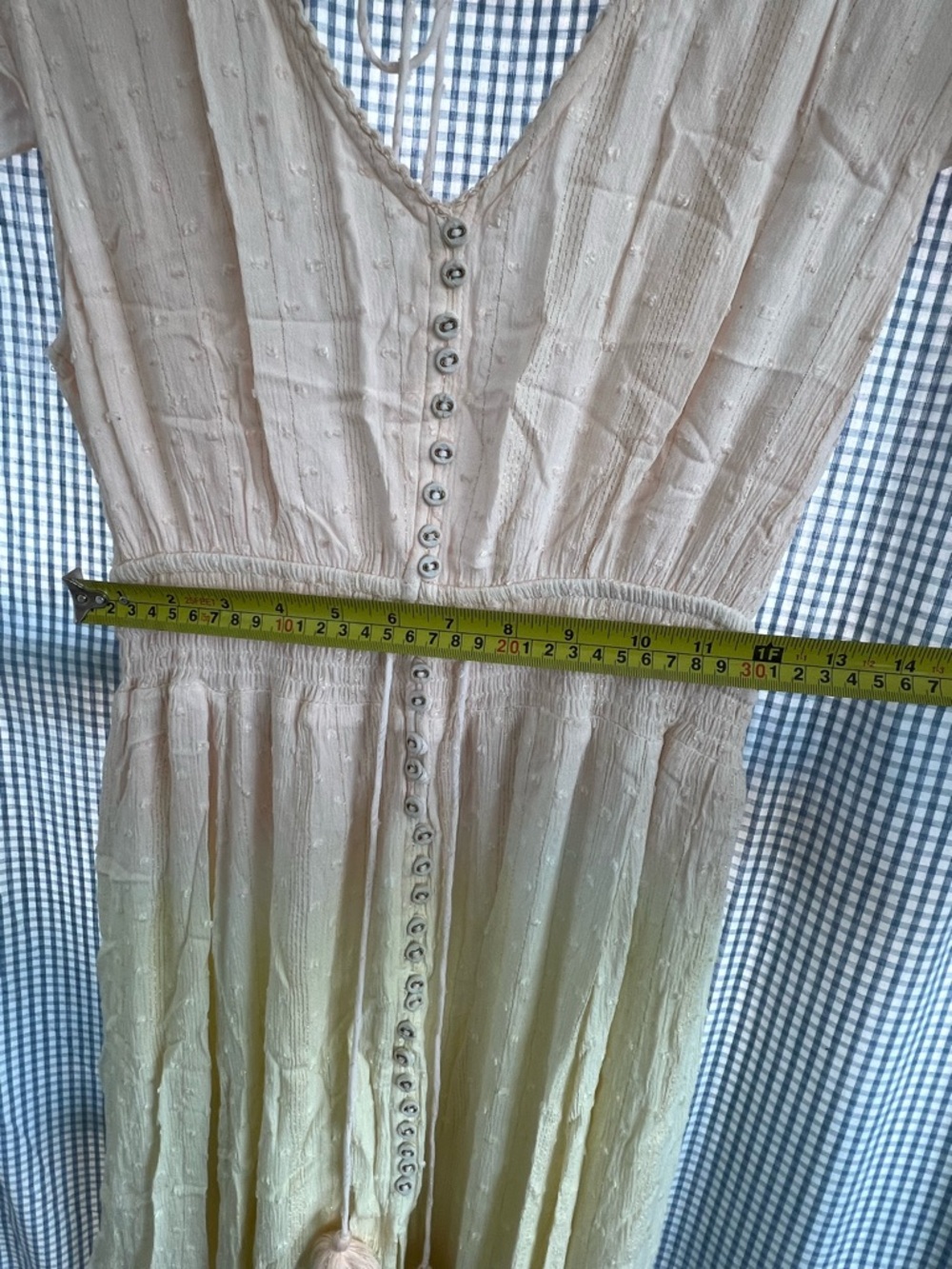 Light Pink to Pastel Ombre Maxi Dress with Tassel Tie - Picture 3 of 4